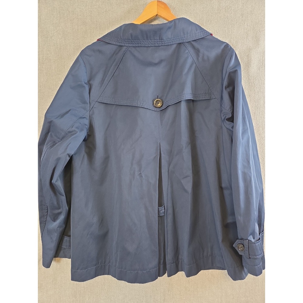 Lands End 2X 20-22 double breasted short Rain Jacket Short Trench Coat pockets - Picture 4 of 9